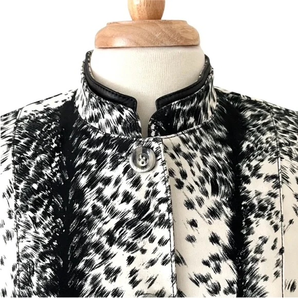 Alberto Makali Womens Animal Print MotoJacket Nehru Collar with leather trim - Picture 4 of 14